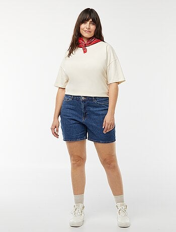 Pantaloncini a vita alta in jeans 5 tasche