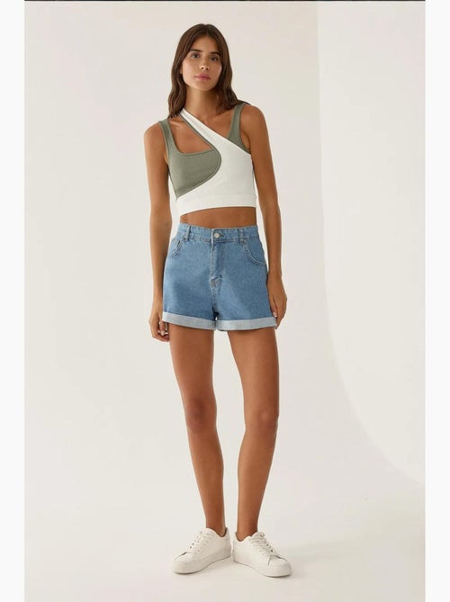 Pantaloncini aderenti da mamma con risvolto hiccup - Kiabi Pantaloncini aderenti da mamma con risvolto hiccup - Kiabi