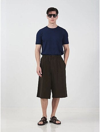 Pantaloncini capri a gamba ampia a vita media con vita con coulisse giesto