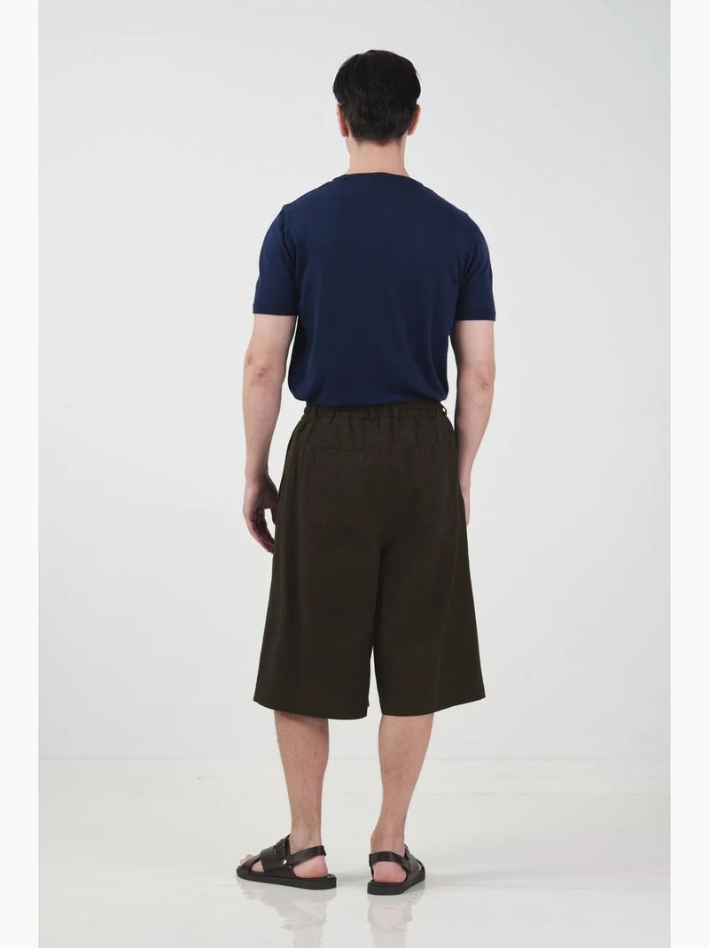 Pantaloncini capri a gamba ampia a vita media con vita con coulisse giesto Marrone cioccolato - Kiabi