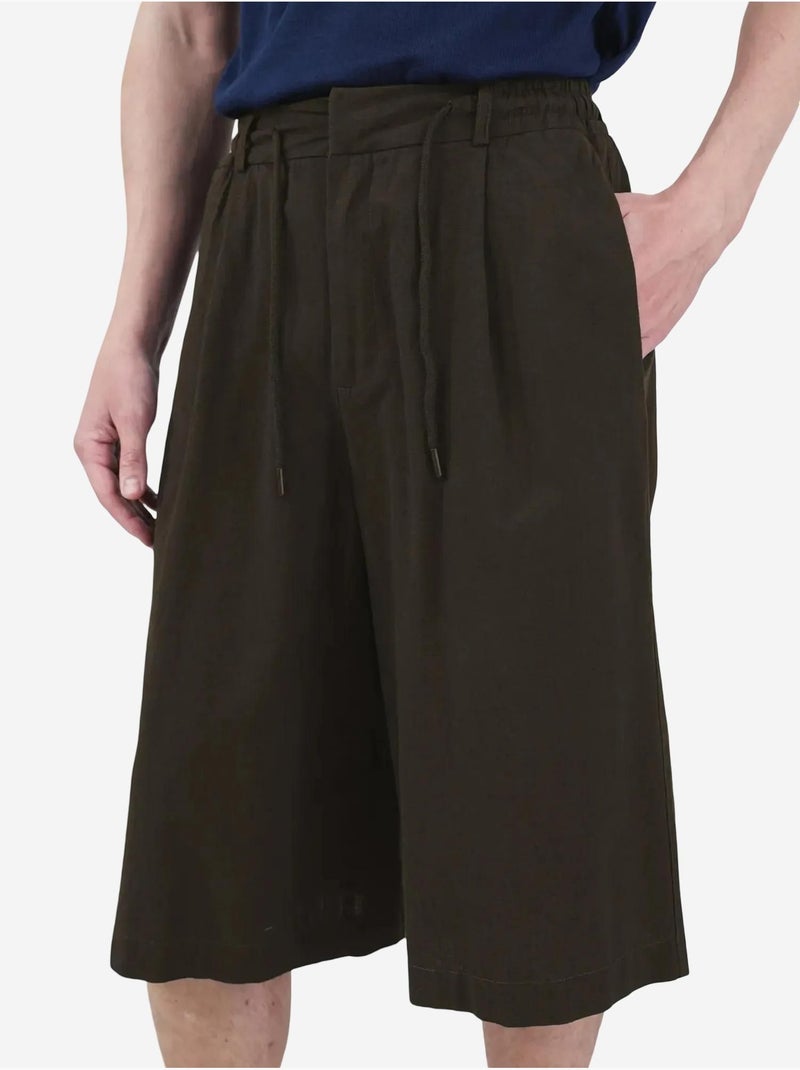 Pantaloncini capri a gamba ampia a vita media con vita con coulisse giesto Marrone cioccolato - Kiabi