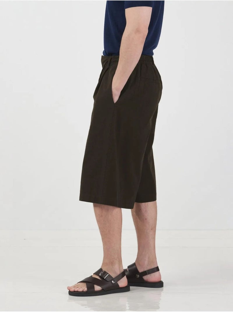 Pantaloncini capri a gamba ampia a vita media con vita con coulisse giesto Marrone cioccolato - Kiabi