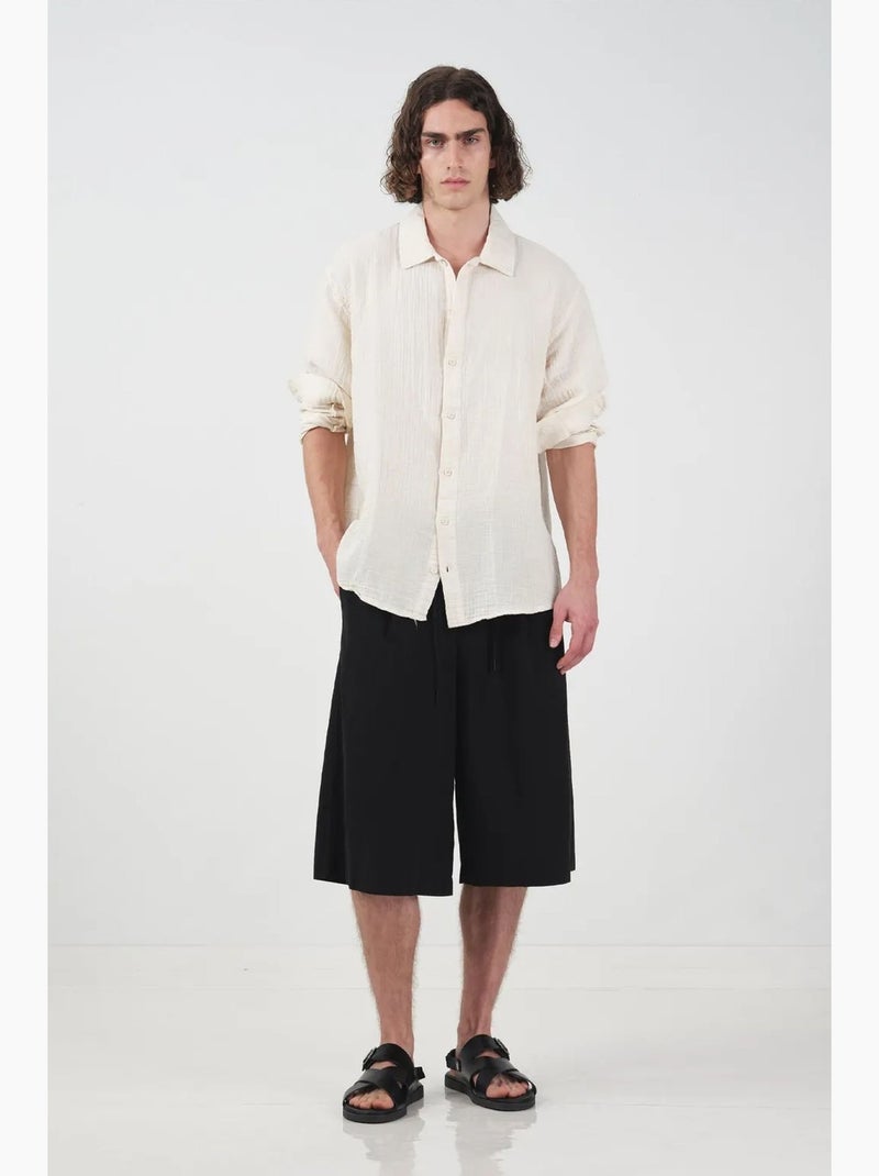 Pantaloncini capri a vita media a gamba ampia giesto Nero - Kiabi
