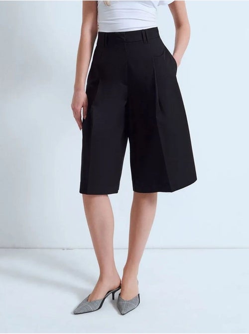 Pantaloncini capri in popeline di cotone a vita alta dilvin - Kiabi Pantaloncini capri in popeline di cotone a vita alta dilvin - Kiabi