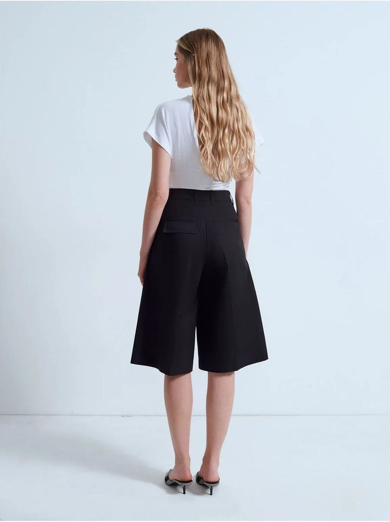 Pantaloncini capri in popeline di cotone a vita alta dilvin Nero - Kiabi