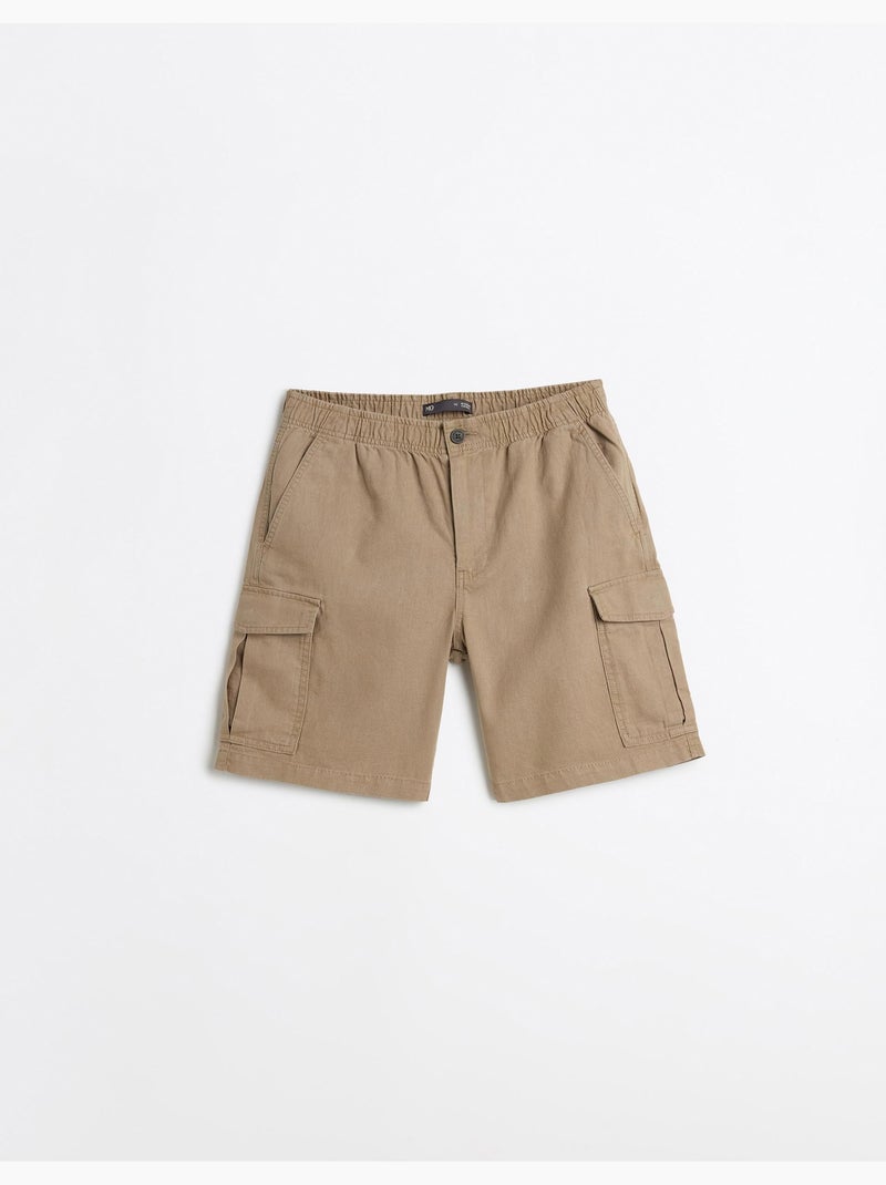 Pantaloncini cargo con lino, MO Fashion Beige - Kiabi