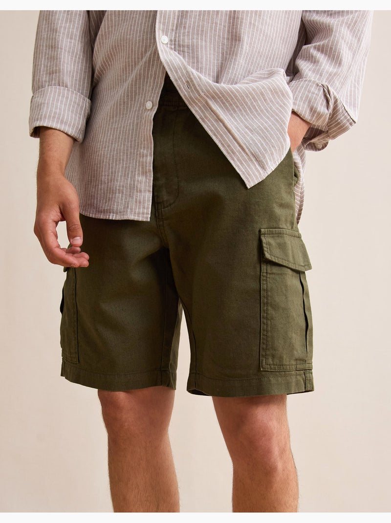 Pantaloncini cargo con lino, MO Fashion Verde - Kiabi