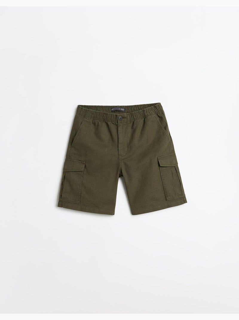 Pantaloncini cargo con lino, MO Fashion Verde - Kiabi
