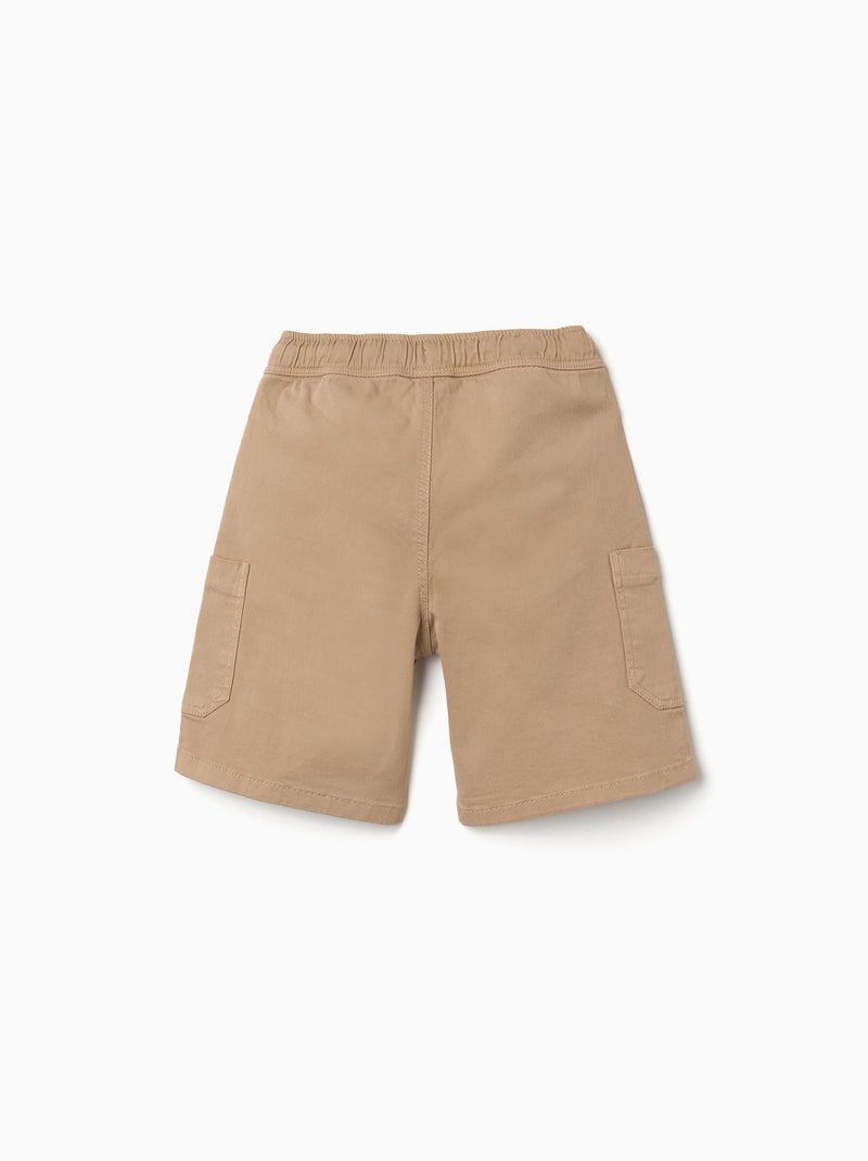 Pantaloncini cargo lunghi in twill con coulisse Beige - Kiabi