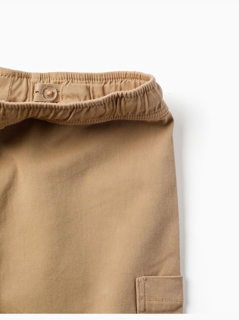 Pantaloncini cargo lunghi in twill con coulisse Beige - Kiabi
