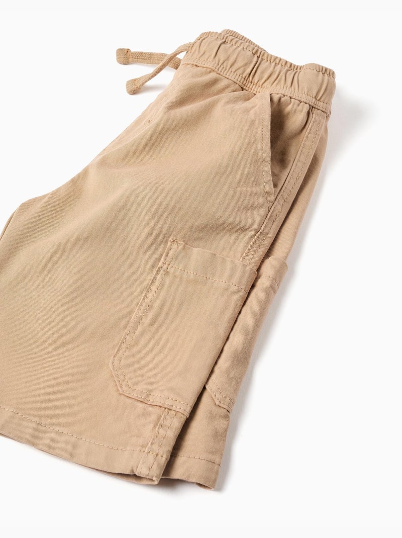 Pantaloncini cargo lunghi in twill con coulisse Beige - Kiabi