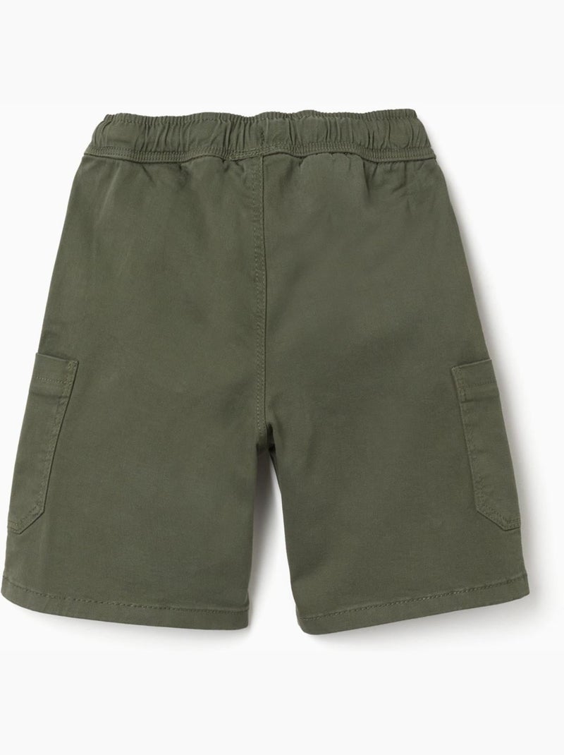 Pantaloncini cargo lunghi in twill con coulisse Verde scuro - Kiabi