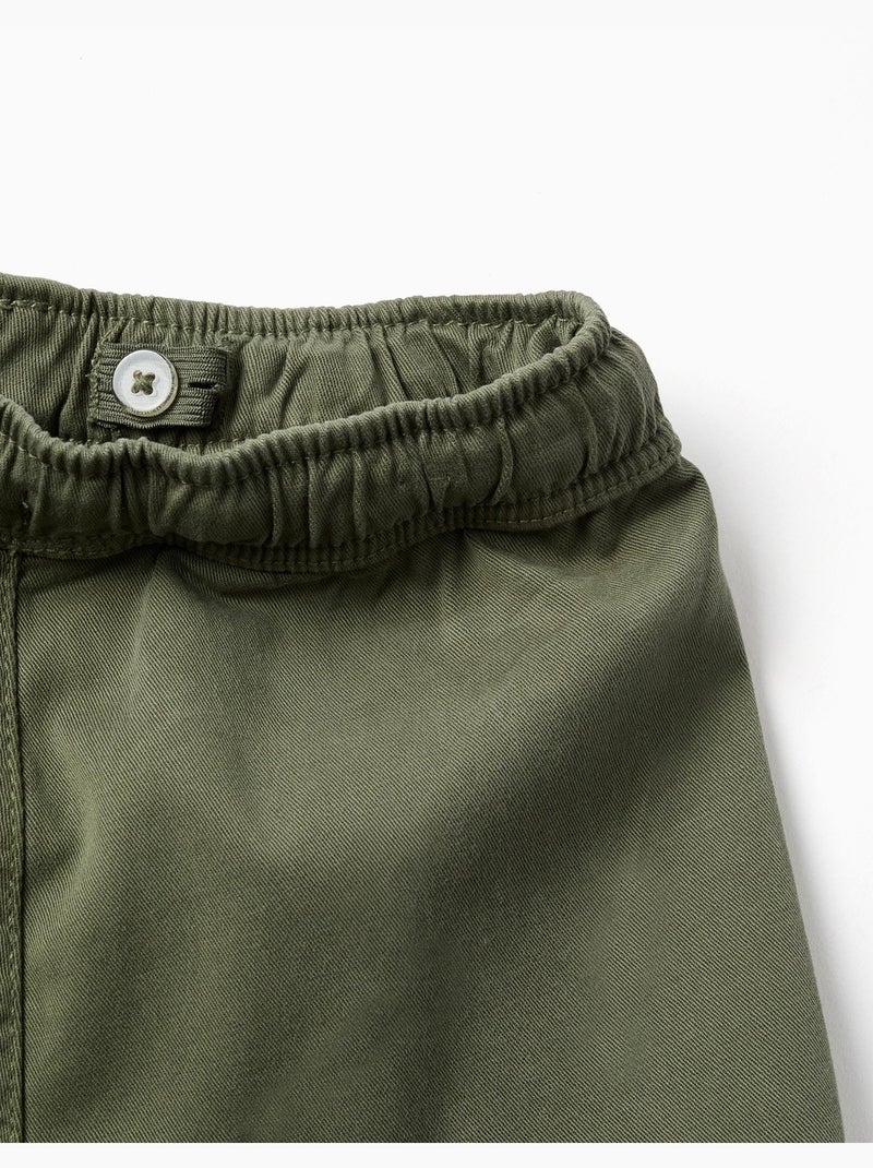 Pantaloncini cargo lunghi in twill con coulisse Verde scuro - Kiabi