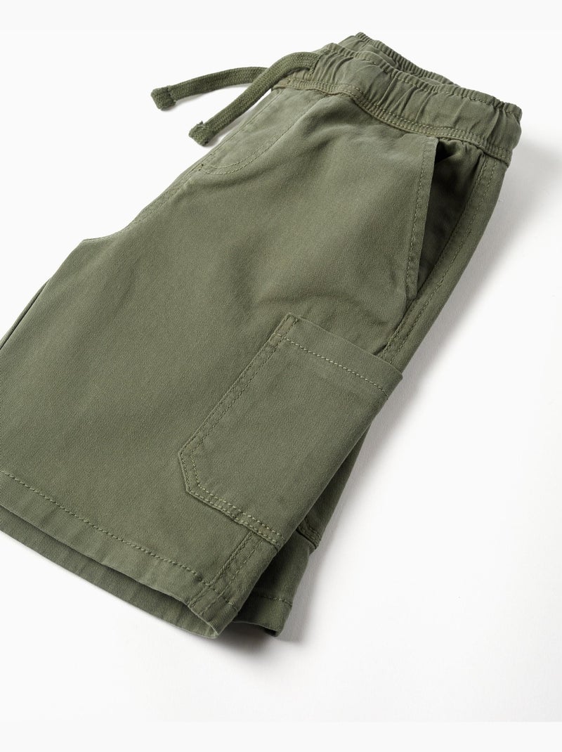 Pantaloncini cargo lunghi in twill con coulisse Verde scuro - Kiabi