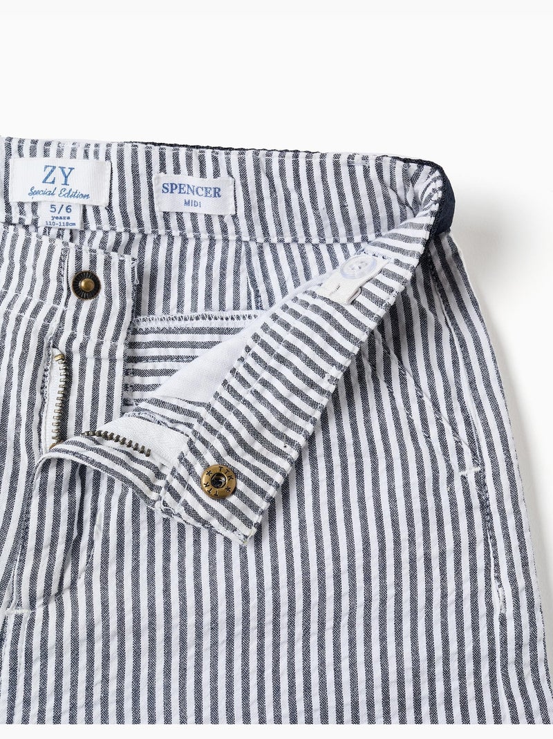 Pantaloncini chino in cotone a righe Blu scuro - Kiabi