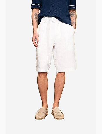 Pantaloncini chino in misto lino a vita alta giesto