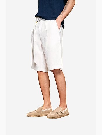 Pantaloncini chino in misto lino a vita alta giesto