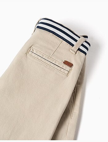 Pantaloncini chino in saffiano con nastro a righe