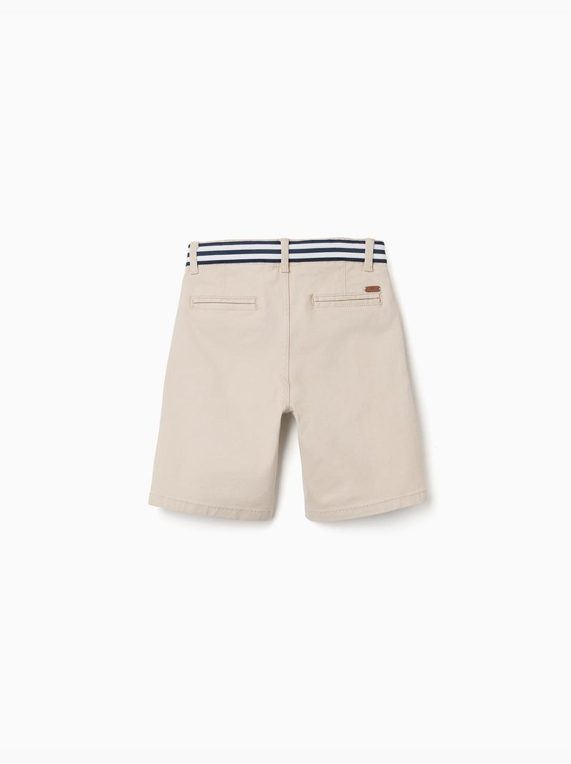 Pantaloncini chino in saffiano con nastro a righe Beige chiaro - Kiabi