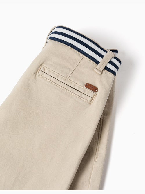 Pantaloncini chino in saffiano con nastro a righe - Kiabi