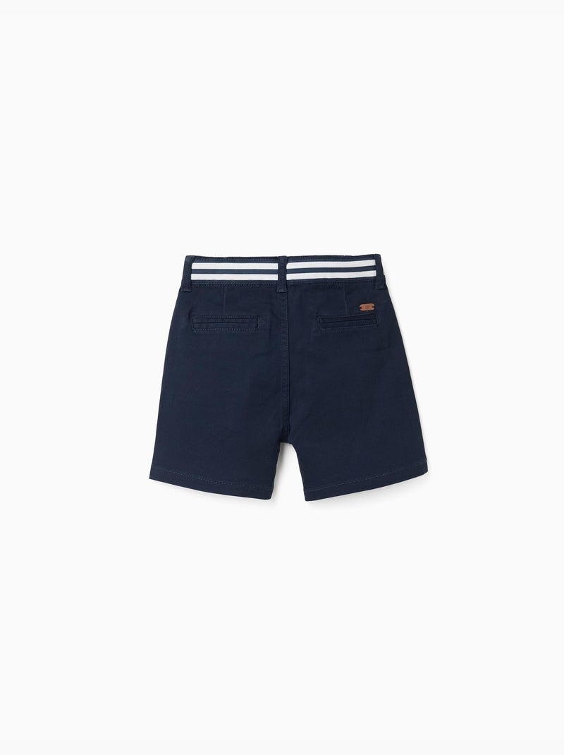 Pantaloncini chino in saffiano con nastro a righe Blu scuro - Kiabi