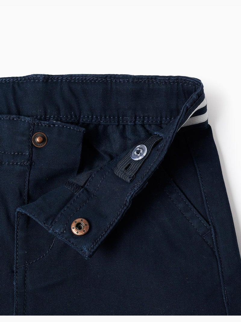 Pantaloncini chino in saffiano con nastro a righe Blu scuro - Kiabi