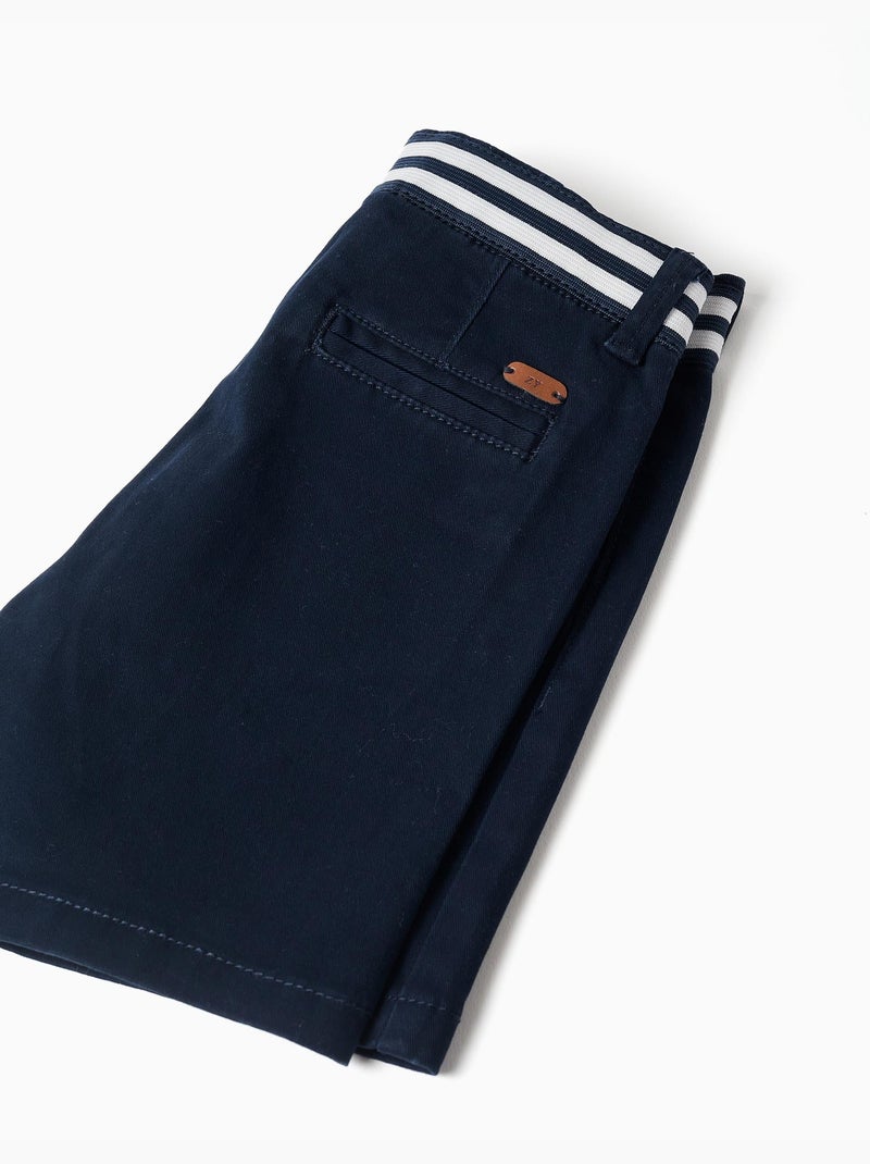 Pantaloncini chino in saffiano con nastro a righe Blu scuro - Kiabi