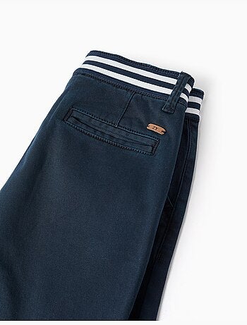 Pantaloncini chino in saffiano con nastro a righe
