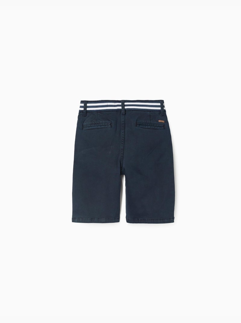 Pantaloncini chino in saffiano con nastro a righe Blu scuro - Kiabi