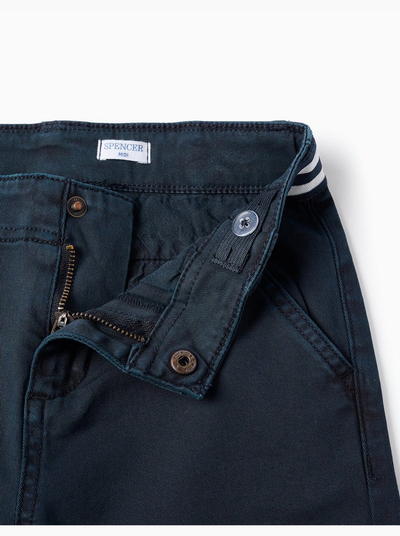 Pantaloncini chino in saffiano con nastro a righe Blu scuro - Kiabi