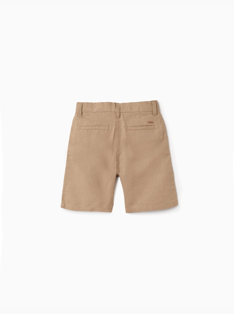 Pantaloncini chino lunghi in lino e cotone Beige scuro - Kiabi