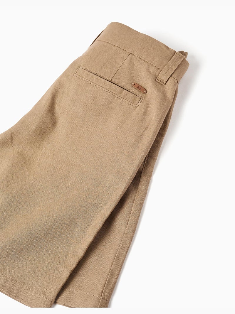 Pantaloncini chino lunghi in lino e cotone Beige scuro - Kiabi