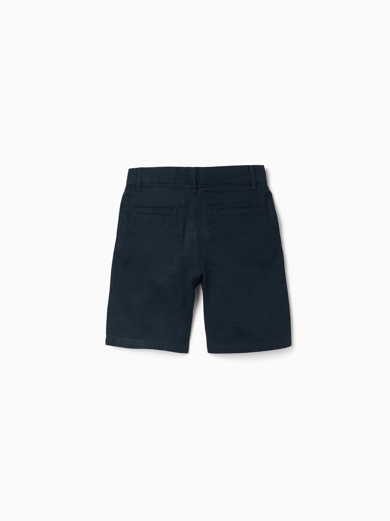 Pantaloncini chino lunghi in lino e cotone Blu scuro - Kiabi
