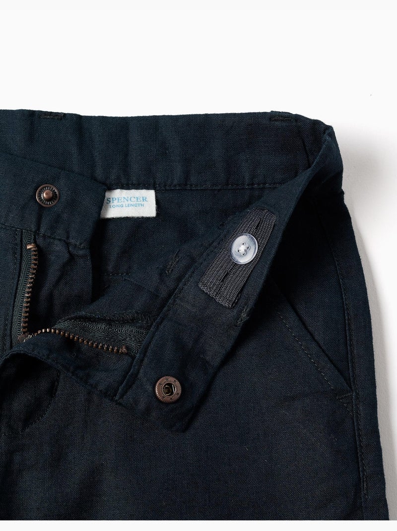Pantaloncini chino lunghi in lino e cotone Blu scuro - Kiabi