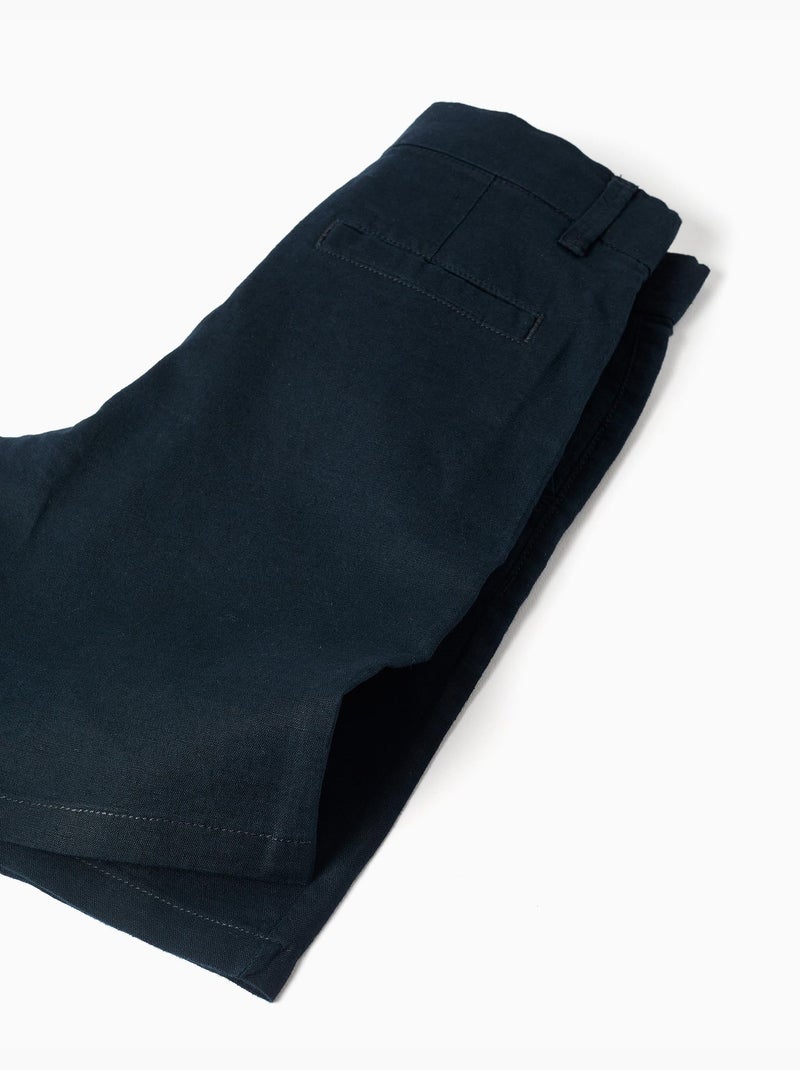 Pantaloncini chino lunghi in lino e cotone Blu scuro - Kiabi