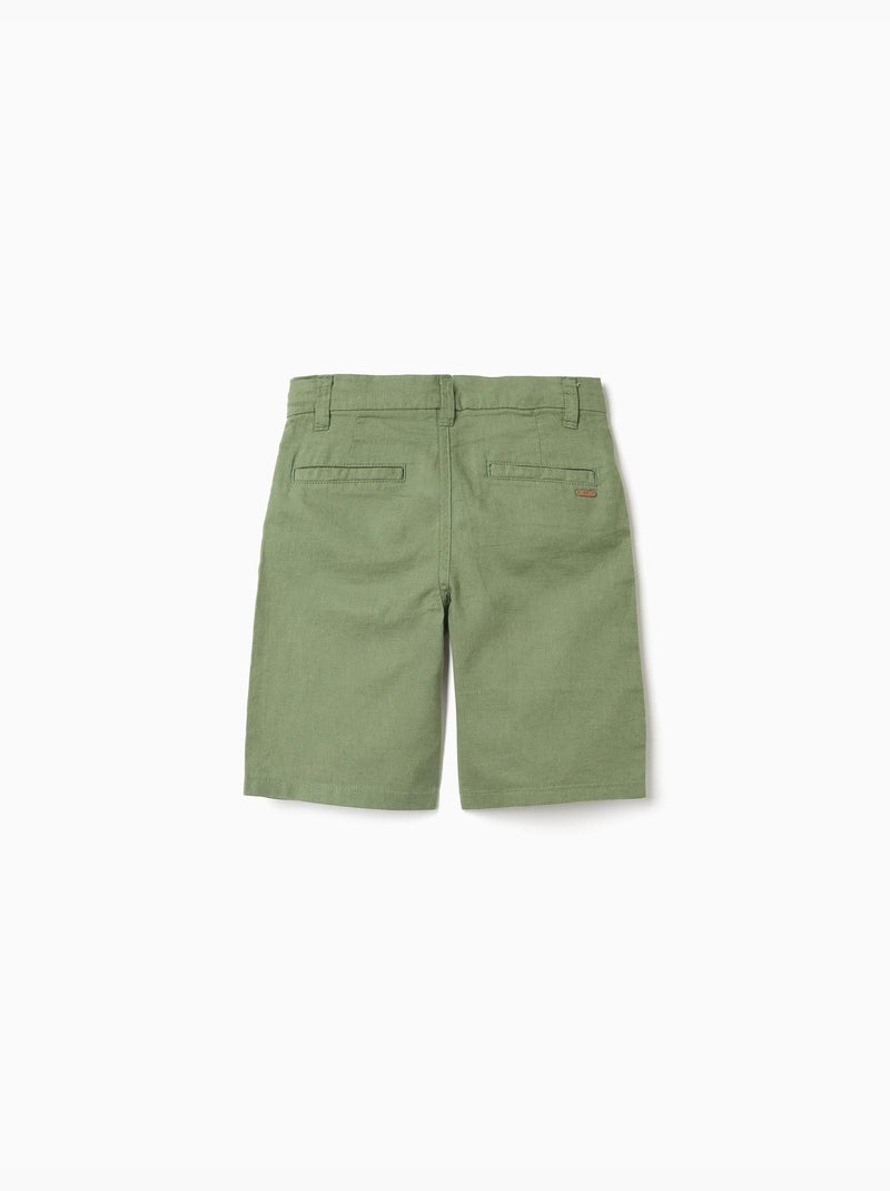 Pantaloncini chino lunghi in lino e cotone Verde - Kiabi