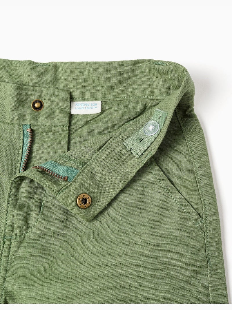 Pantaloncini chino lunghi in lino e cotone Verde - Kiabi