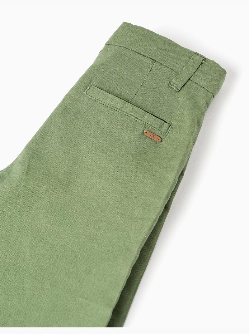 Pantaloncini chino lunghi in lino e cotone Verde - Kiabi
