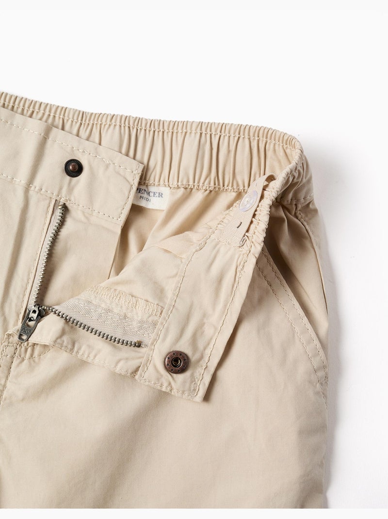 Pantaloncini chino midi in popeline Beige chiaro - Kiabi