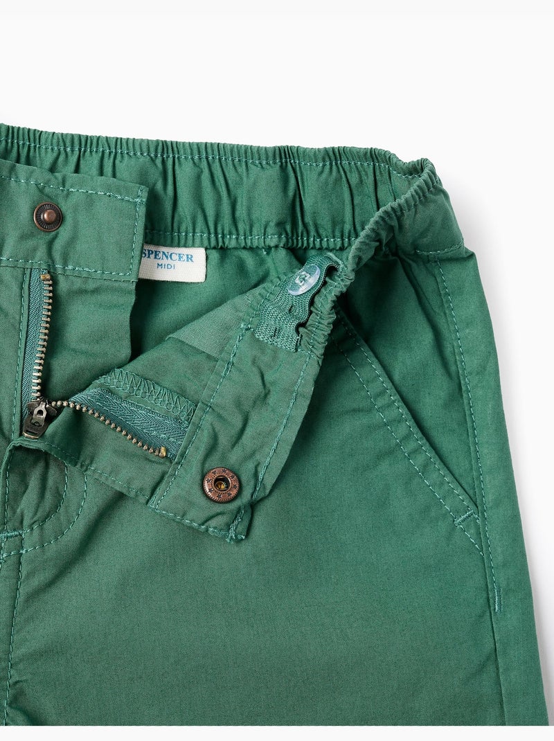 Pantaloncini chino midi in popeline Verde scuro - Kiabi