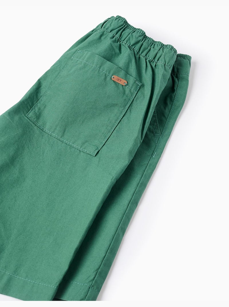 Pantaloncini chino midi in popeline Verde scuro - Kiabi