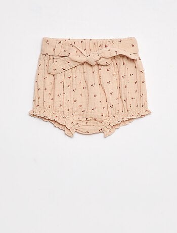 Pantaloncini con vita elasticizzata e cintura da annodare