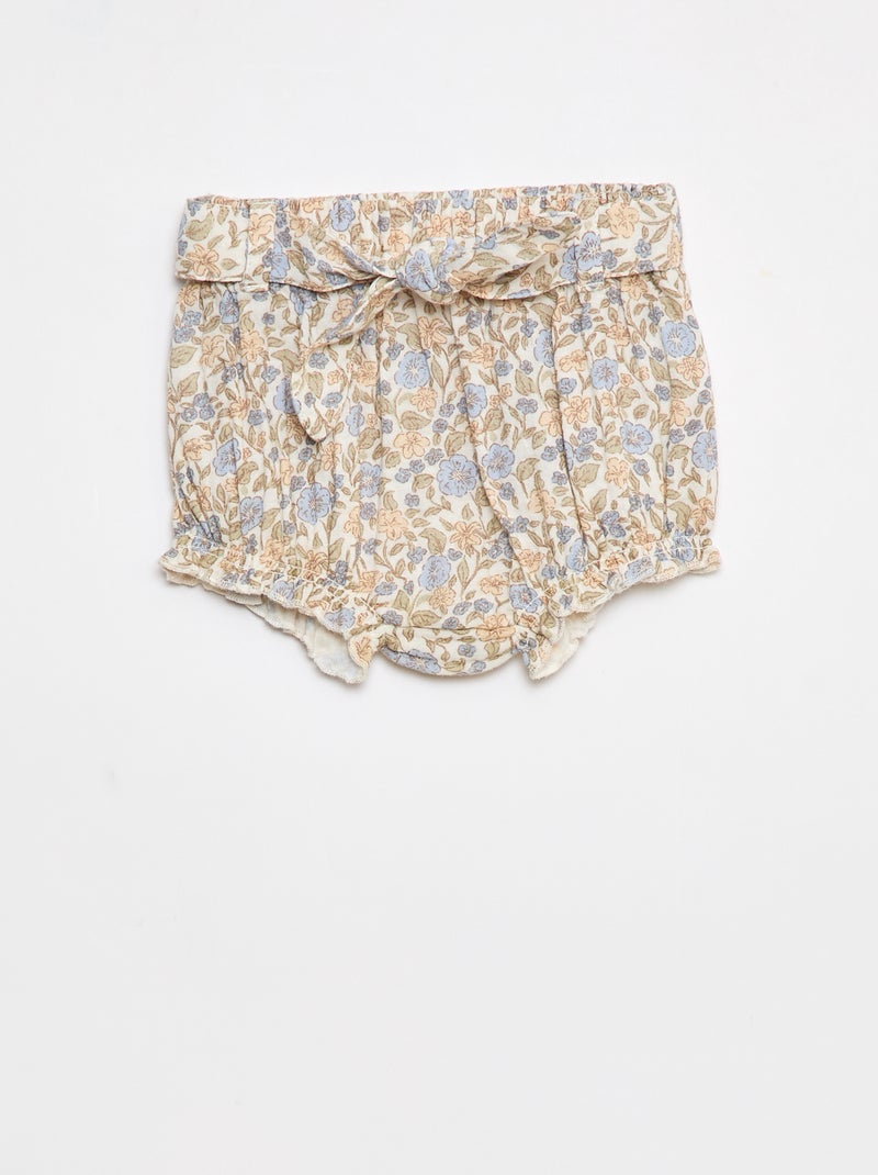 Pantaloncini con vita elasticizzata e cintura da annodare Bianco - Kiabi