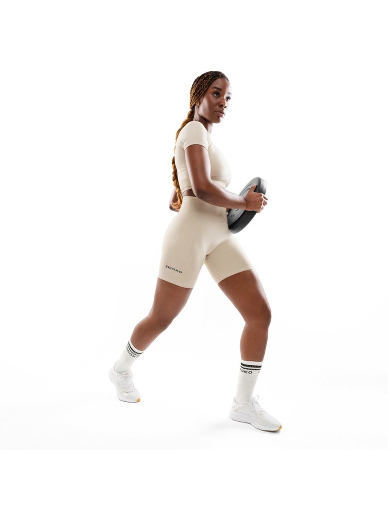 Pantaloncini da allenamento senza cuciture da donna fitness donna dynamic Beige - Kiabi