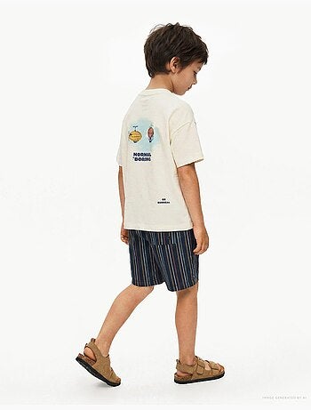 Pantaloncini da bagno a righe con coulisse