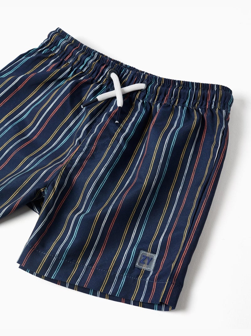 Pantaloncini da bagno a righe con coulissee Blu scuro - Kiabi