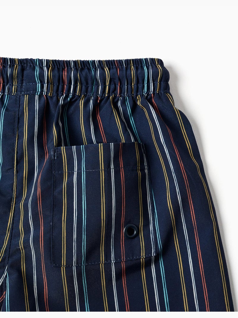 Pantaloncini da bagno a righe con coulissee Blu scuro - Kiabi