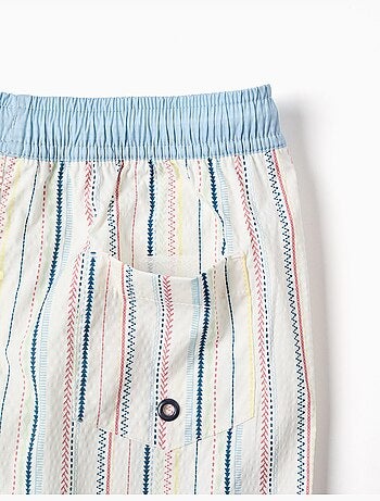 Pantaloncini da bagno a righe etniche e cintura con coulisse B&S