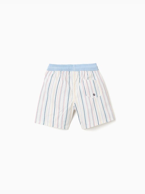 Pantaloncini da bagno a righe etniche e cintura con coulisse B&S - Kiabi