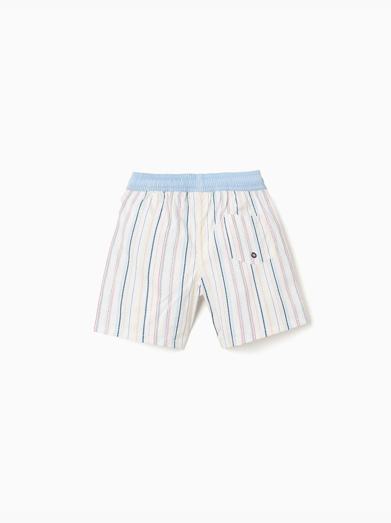 Pantaloncini da bagno a righe etniche e cintura con coulisse B&S Blu chiaro - Kiabi